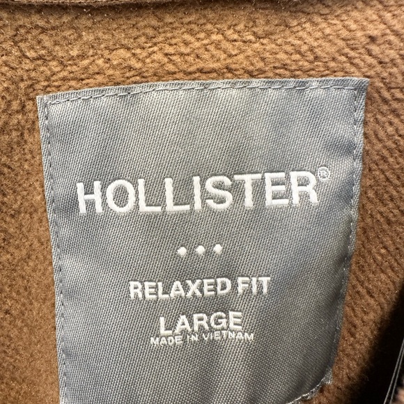 NWT Hollister Relaxed Fit Crewneck Pullover Sweatshirt Brown Tan Size L - Picture 3 of 5